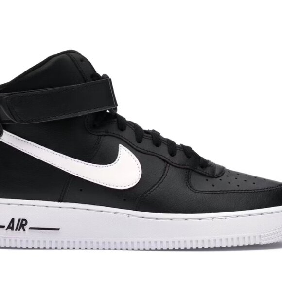 Womens Nike Black Air Force 1 Sz 8 black white casual street athleisure sneaker - Picture 1 of 7
